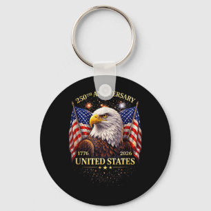 Patriotic America 250 Years Anniversary USA Eagle Key Ring
