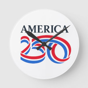 Patriotic America 250th Anniversary USA 2026  Round Clock