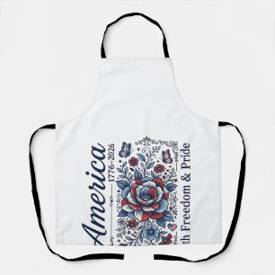 Patriotic America Floral Vintage Shirt Design_1 Apron