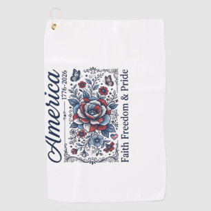 Patriotic America Floral Vintage Shirt Design_1 Golf Towel