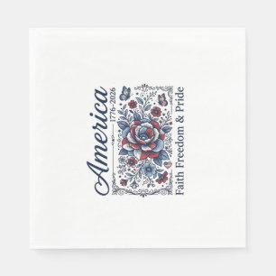 Patriotic America Floral Vintage Shirt Design_1 Napkin
