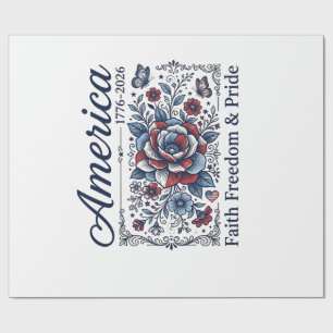 Patriotic America Floral Vintage Shirt Design_1 Wrapping Paper