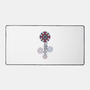 Patriotic America Flower Fireworks Vintage Design_ Desk Mat