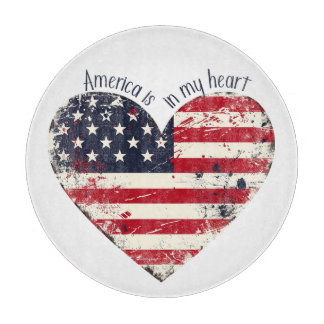 Patriotic America is in my heart Cutting Board