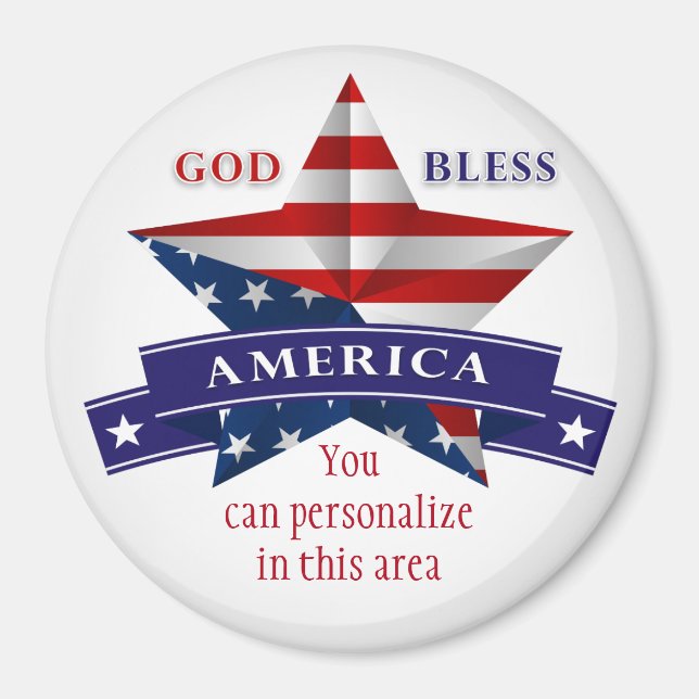 Patriotic America Star Design (v1) Customise Magnet (Front)