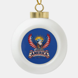 Patriotic America Stronger Together Ceramic Orname Ball Christmas Ornament