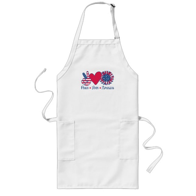 Patriotic America USA Long Apron (Front)