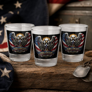 Patriotic American 4th of July & America 250  Shot Glass