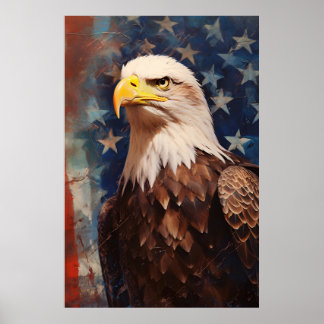 Patriotic American Bald Eagle Stars and Stripes Poster