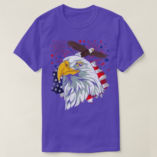 Patriotic American Bald Eagle USA Flag Bird 4th Of T-Shirt (Design Front)