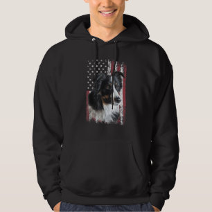 Patriotic American Border Collie Dog Usa Flag Hoodie
