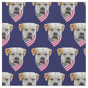 Patriotic American bulldog dog craft cotton fabric