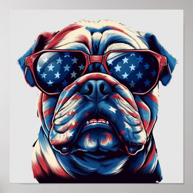 Patriotic American bulldog Poster (Front)