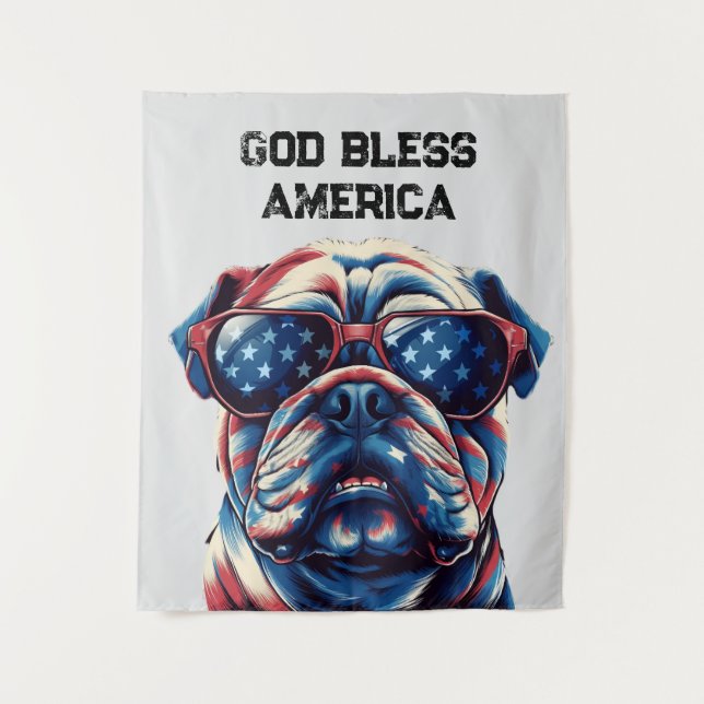Patriotic American bulldog Tapestry (Front)