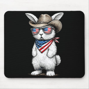 Patriotic American Bunny Cowboy Face Easter Day Mouse Pad
