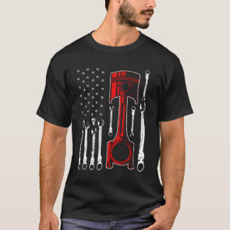 Patriotic American Car Mechanic Husband Gift Pisto T-Shirt
