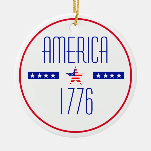Patriotic American    Ceramic Ornament (Front)