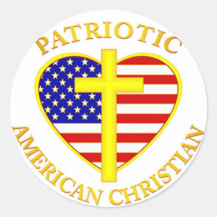 PATRIOTIC AMERICAN CHRISTIAN CLASSIC ROUND STICKER