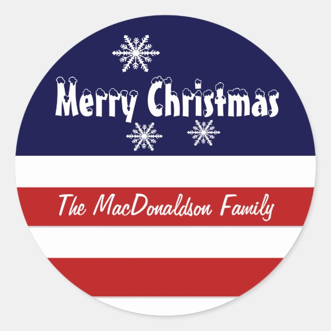 Patriotic American Christmas holidays Classic Round Sticker (Front)