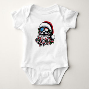 Patriotic/American Christmas Santa Baby Bodysuit