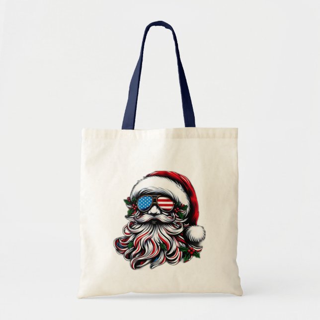 Patriotic/American Christmas Santa Tote Bag (Front)