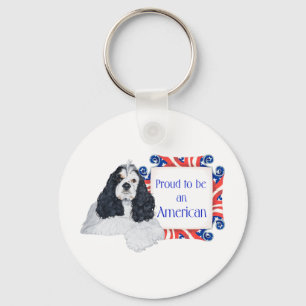 Patriotic American Cocker Spaniel Key Ring