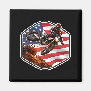 Patriotic american dirt bike rider motocross magnet