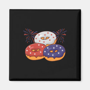 Patriotic American Doughnut 4th of July Memorial D Magnet