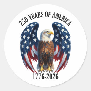Patriotic American Eagle 250 Years 1776-2026 Classic Round Sticker