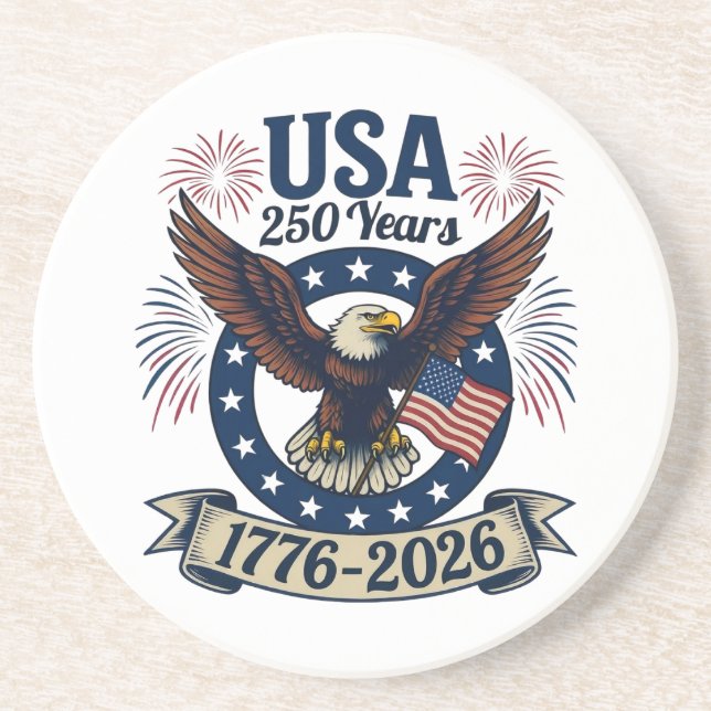 Patriotic American Eagle 250 Years 1776-2026 Coaster (Front)