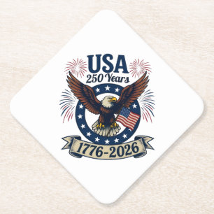 Patriotic American Eagle 250 Years 1776-2026 Paper Coaster