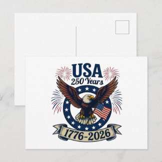 Patriotic American Eagle 250 Years 1776-2026 Postcard