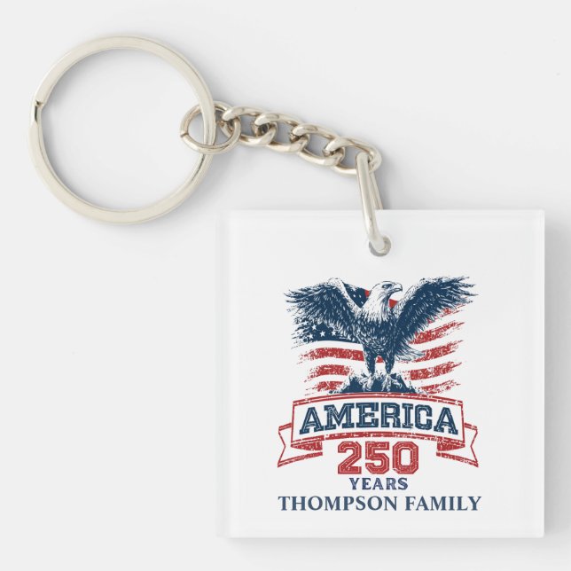 Patriotic American Eagle 250th Anniversary fun Key Ring (Front)
