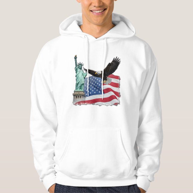 Patriotic American Eagle and Flag Design For Hoodie (Front)
