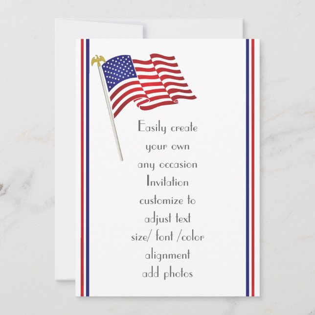 Patriotic American eagle and flag Invitation (Back)
