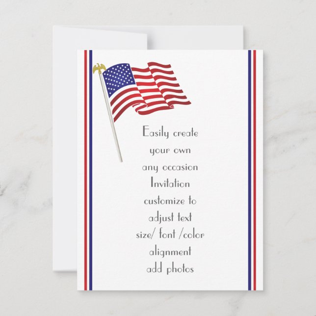 Patriotic American eagle and flag Invitation (Back)