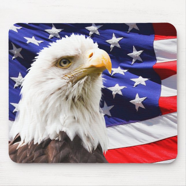 Patriotic American Eagle and Flag Mouse Pad (Front)