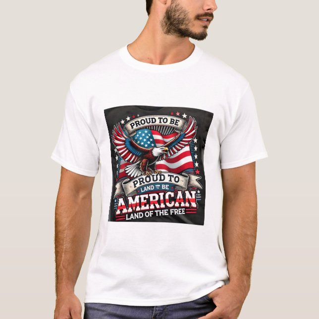Patriotic American Eagle and Flag T-Shirt Design – (Front)