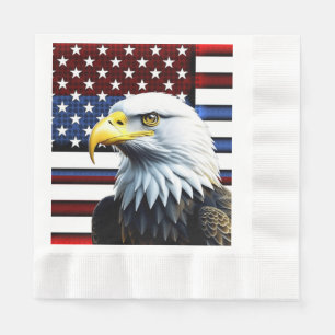 Patriotic American Eagle and US Flag Napkin