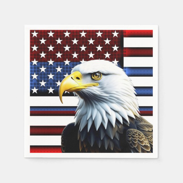Patriotic American Eagle and US Flag Napkin (Front)