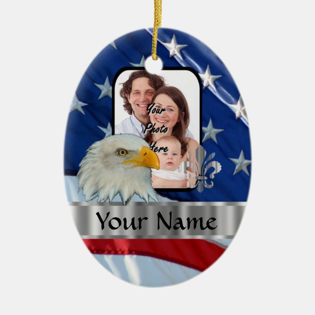 Patriotic American eagle Ceramic Ornament (Front)