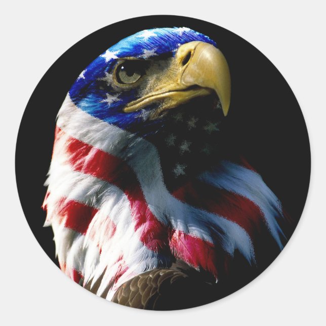 Patriotic American Eagle Classic Round Sticker (Front)