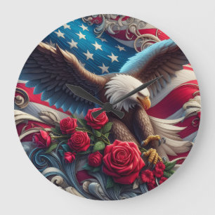 Patriotic American Eagle Clock