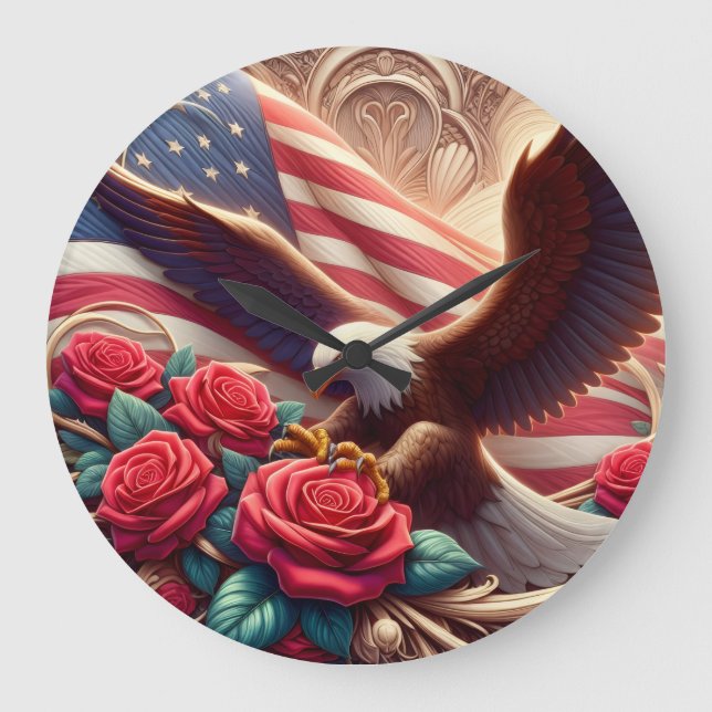 Patriotic American Eagle Clock (Front)