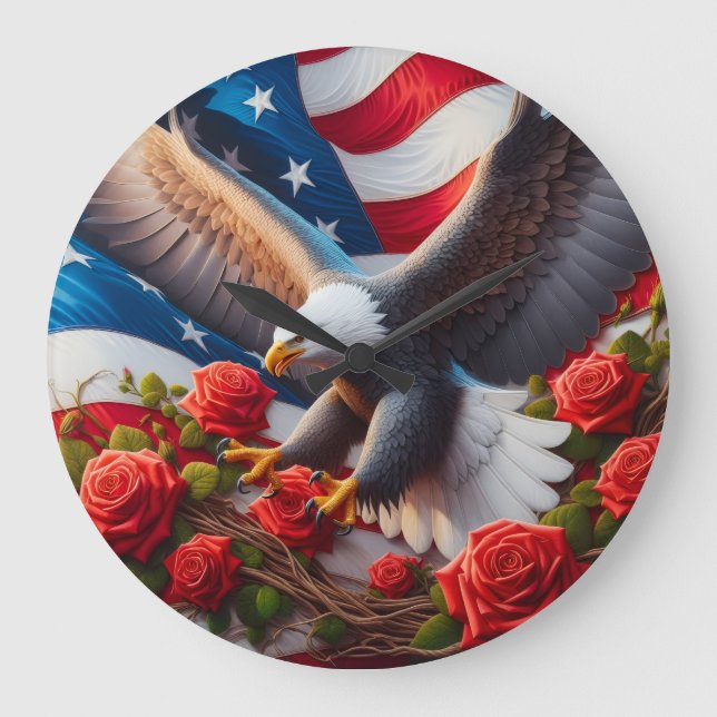 Patriotic American Eagle Clock (Front)