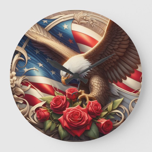 Patriotic American Eagle Clock (Front)