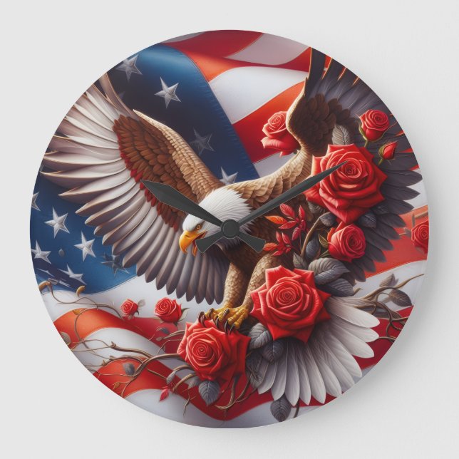 Patriotic American Eagle Clock (Front)