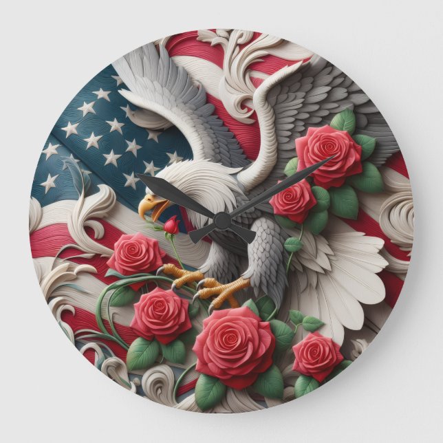 Patriotic American Eagle Clock (Front)