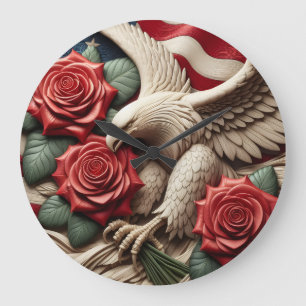 Patriotic American Eagle Clock