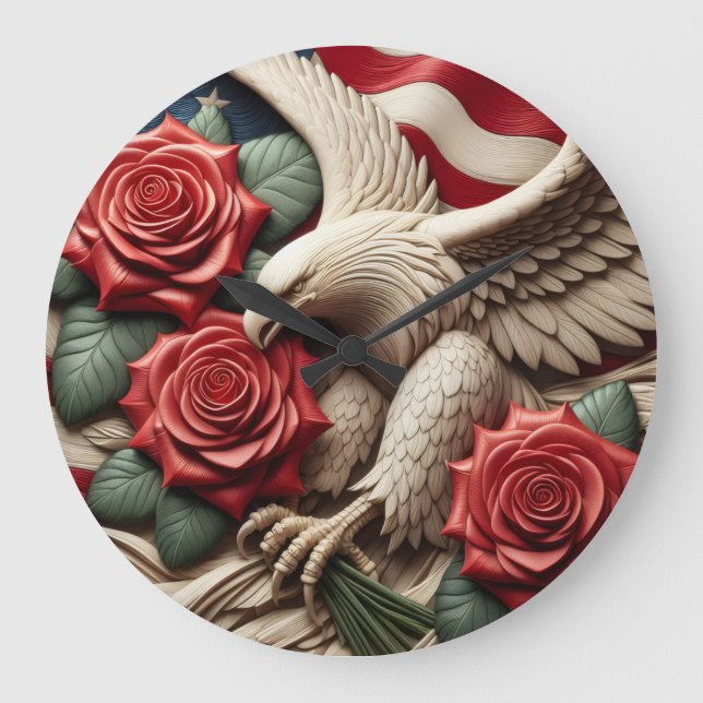 Patriotic American Eagle Clock (Front)